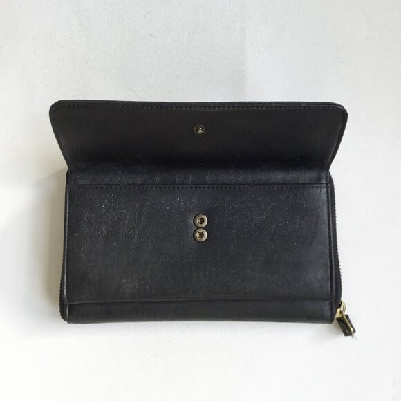 Esprit de Corp Black Faux? Leather Zipper Around Wallet Purse - Picture 3 of 5